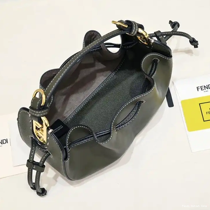 Cheap Green In Fendi Pomodorino Calf Mini Leather Bucket Bag 0613